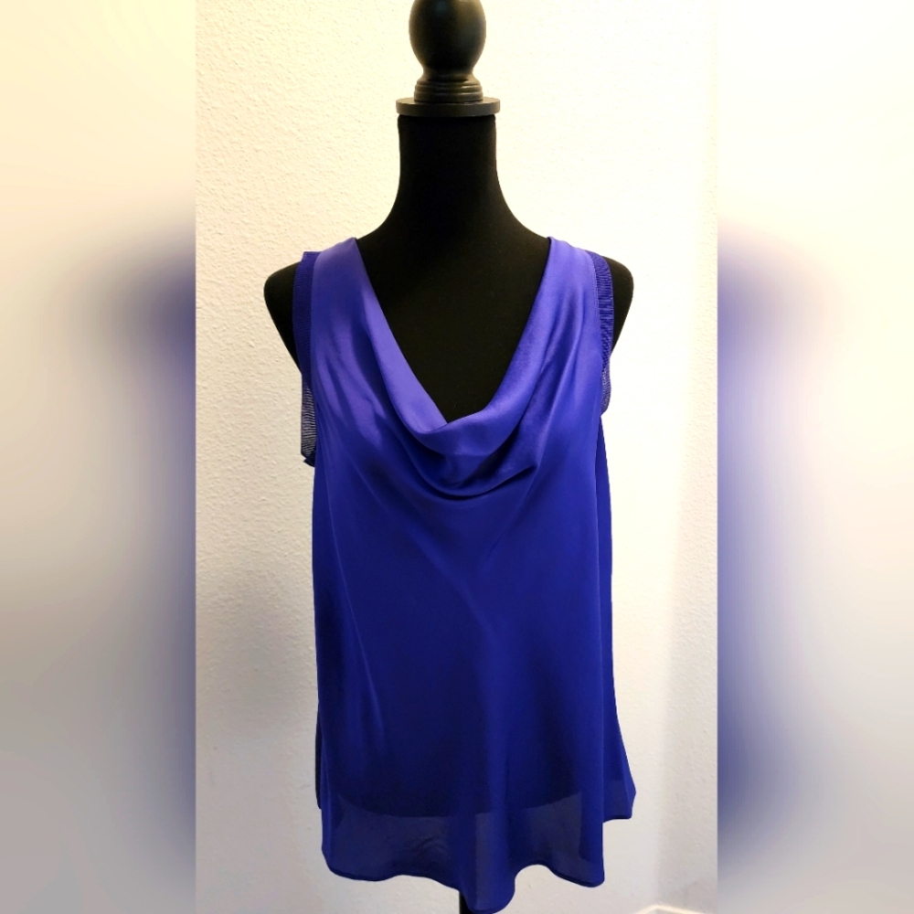 Theory Silk Cowl Neck Blouse - Purple Large